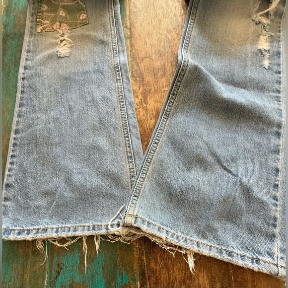 Hollister Blue Flare Jeans with Colorful Patchwork SIZE 1 - Picture 4 of 11